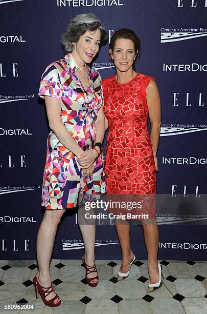 Heather Podesta and Stephanie Ruhle attend a reception hosted by ELLE Editor-in-Chief Robbie Myers and Center for American Progress President, Neera...