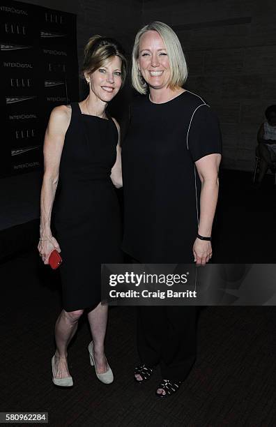 Robbie Myers and Stephanie Schriock attend a reception hosted by ELLE Editor-in-Chief Robbie Myers and Center for American Progress President, Neera...