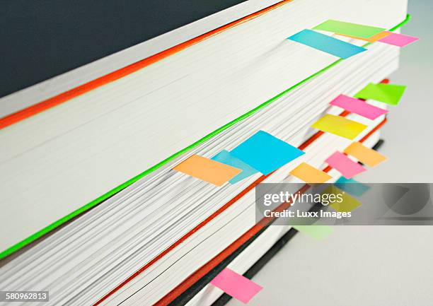 view of books with colourful dividers between page - indexing stock pictures, royalty-free photos & images