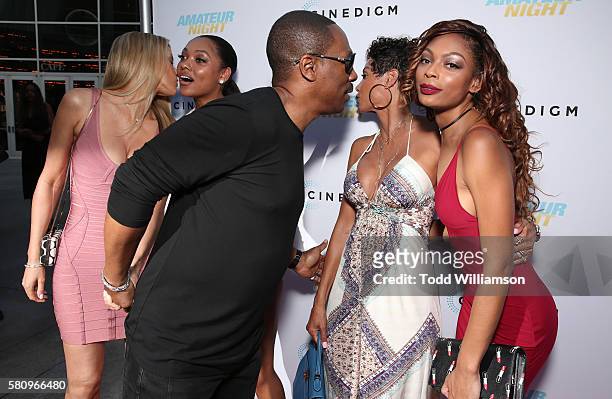 Paige Butcher, Bria Murphy, Eddie Murphy, Nicole Mitchell Murphy and Shayne Audra Murphy attend the Premiere Of Cinedigm's "Amateur Night" at...
