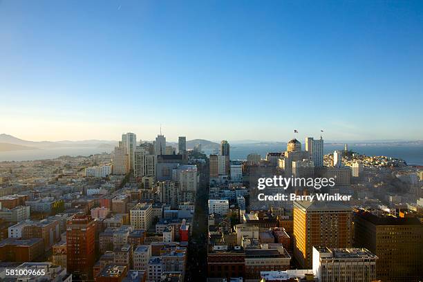 view north from tenderloin, san francisco - nob hill stock pictures, royalty-free photos & images