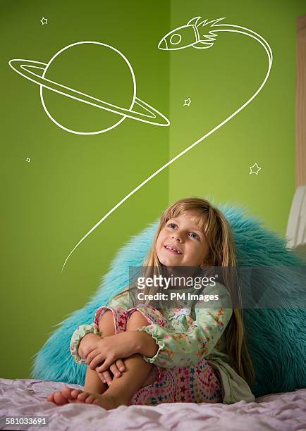 little girl day dreaming - new jersey rockets stock pictures, royalty-free photos & images