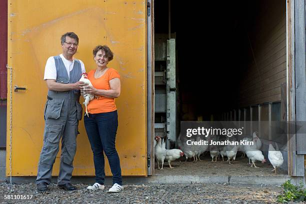 organic egg farmers portrait. - birds in finland foto e immagini stock