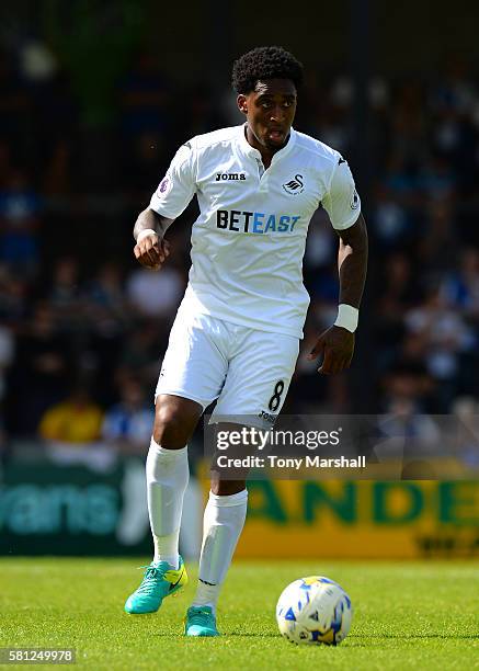 Leroy Fer of Swansea City during the Pre-Season Friendly match between Bristol Rovers and Swansea City at Memorial Stadium on July 23, 2016 in...