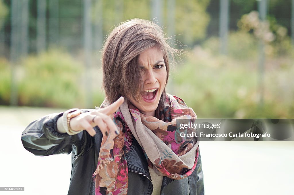 Young woman screaming