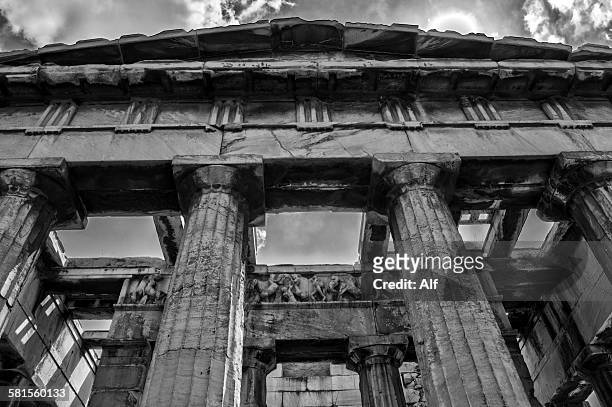 temple of hephaestus in the agora of athens,greece - doric arches stock pictures, royalty-free photos & images
