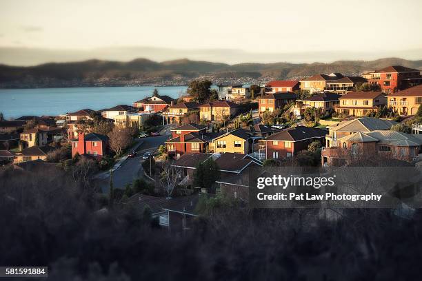 tasmania, hobart. city view - hobart stock pictures, royalty-free photos & images