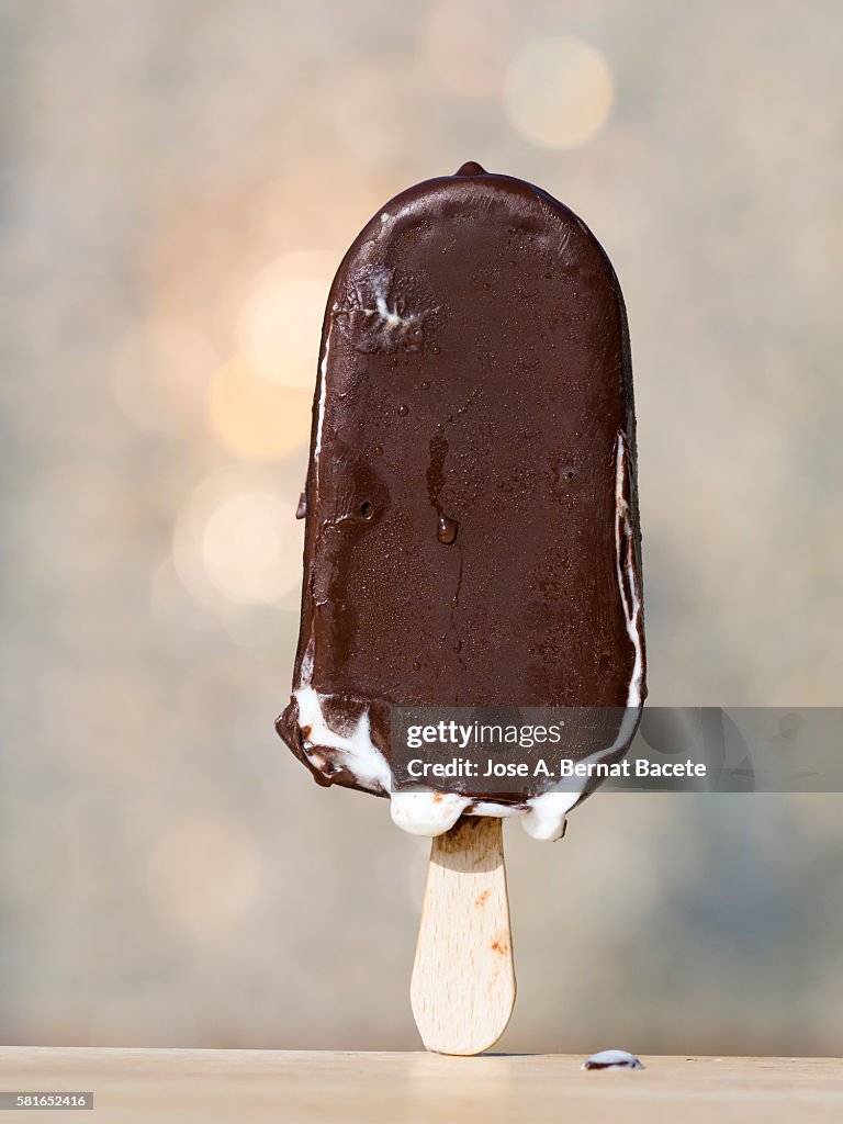 Chocolate ice cream and vanilla with heat melting step