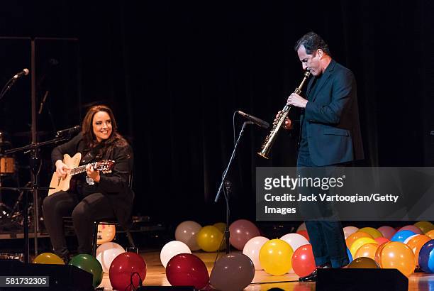 Brazilian composer and singer Ana Carolina performs, with guest Ze Luis on soprano saxophone, at a World Music Institute Lusophone Festival concert...