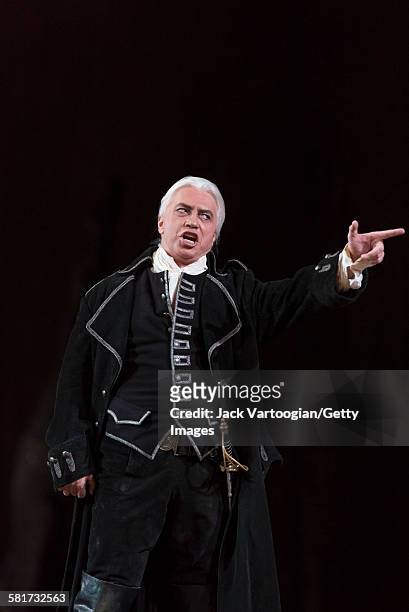 Russian baritone Dmitri Hvorostovsky performs at the final dress rehearsal prior to the season premiere of the Metropolitan Opera/Sir David McVicar...