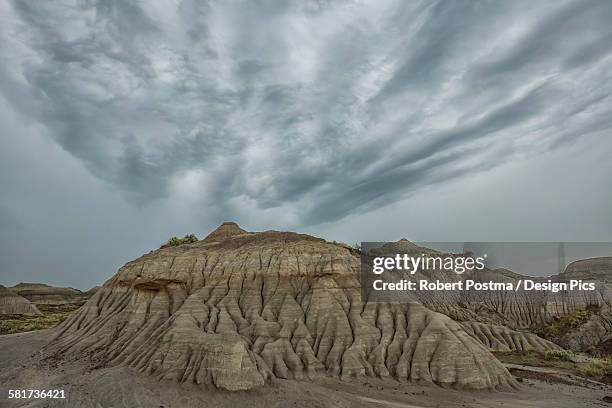 the erosion leads to interestng formations and hoodoos in dinosaur provincial park - dinosaur provincial park imagens e fotografias de stock