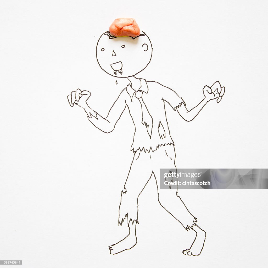 Conceptual drawing of a zombie