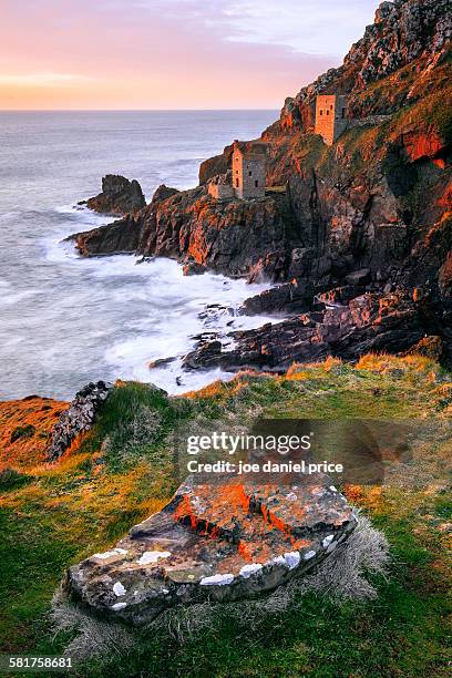 sunset, botallack mines, botallack, cornwall - lands end cornwall stock pictures, royalty-free photos & images