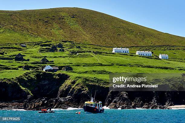 blasket islands, dingle, ireland - great blasket island stock pictures, royalty-free photos & images