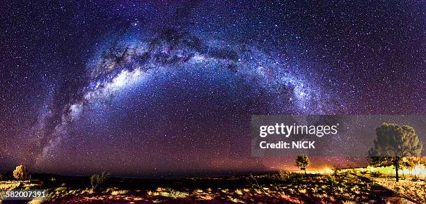 milky way panorama in  kings canyon - 360 images stockfoto's en -beelden