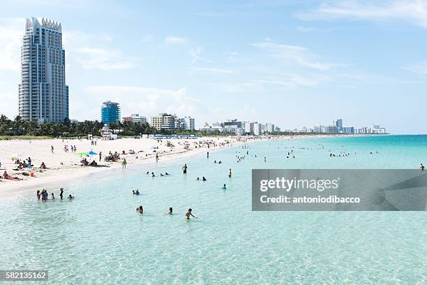 miami beach view from pier - south beach bildbanksfoton och bilder