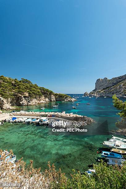 port sormiou - calanques stock pictures, royalty-free photos & images