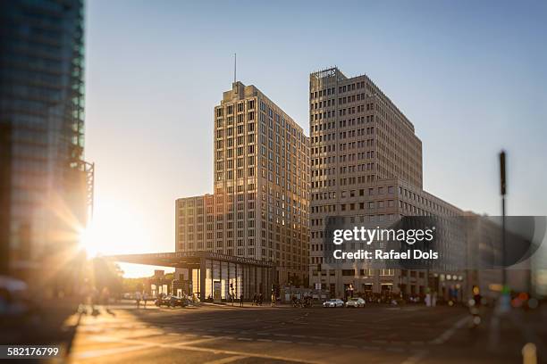 high-rise buildings at potsdamer platz, berlin - potsdamer platz fotografías e imágenes de stock