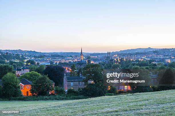 view of the town from bathwick meadow - somerset england stock pictures, royalty-free photos & images