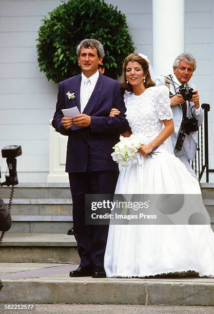 Caroline Kennedy and Edwin Schlossberg attends their wedding ceremony in the Church of Our Lady of Victory on July 19, 1986 in Hyannis Port,...