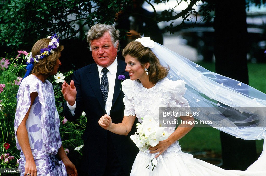 Caroline Kennedy and Ted Kennedy attend the wedding ceremony of... News