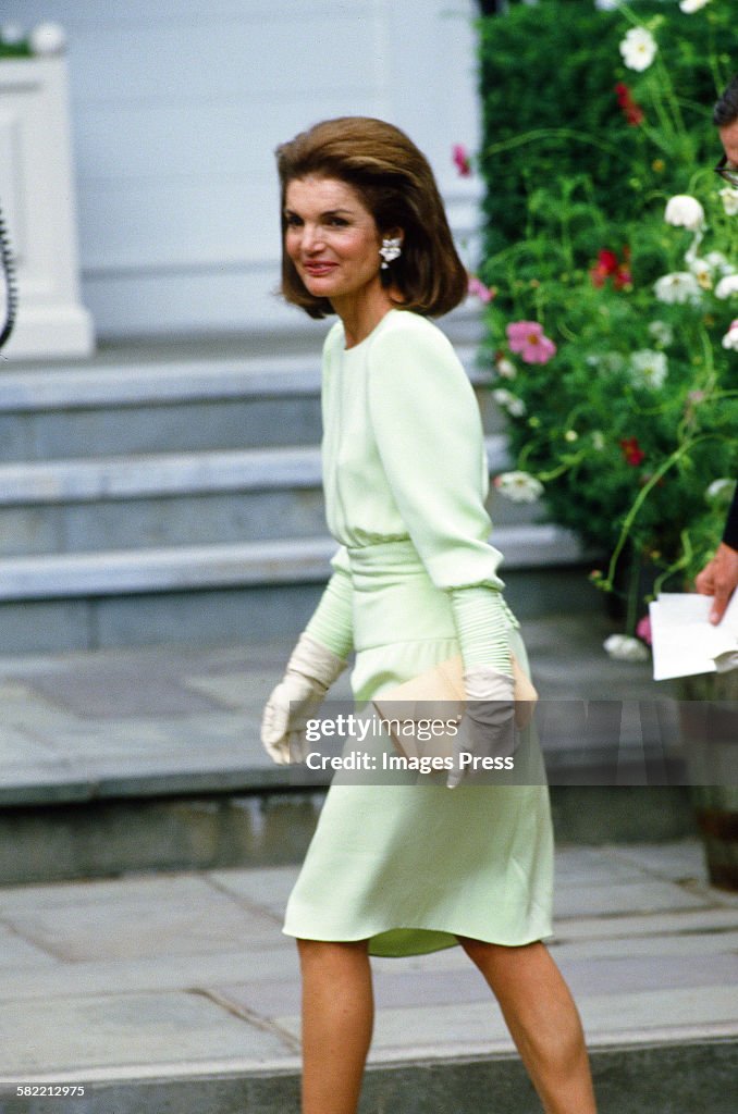 Jacqueline Kennedy Onassis attends the wedding ceremony of Caroline