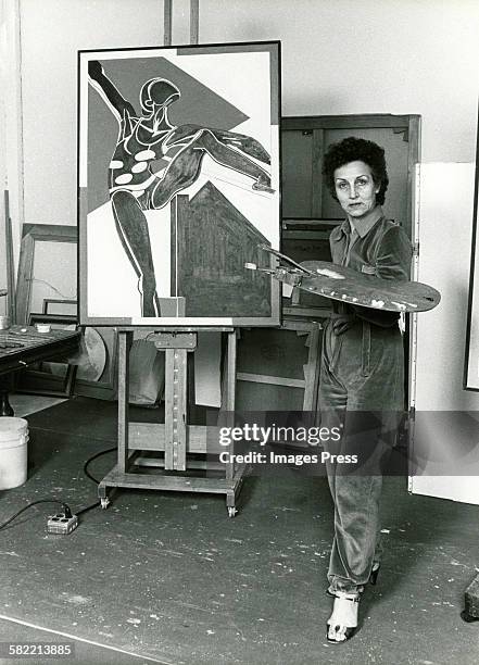 Francoise Gilot in her art studio circa 1982 in La Jolla, California.