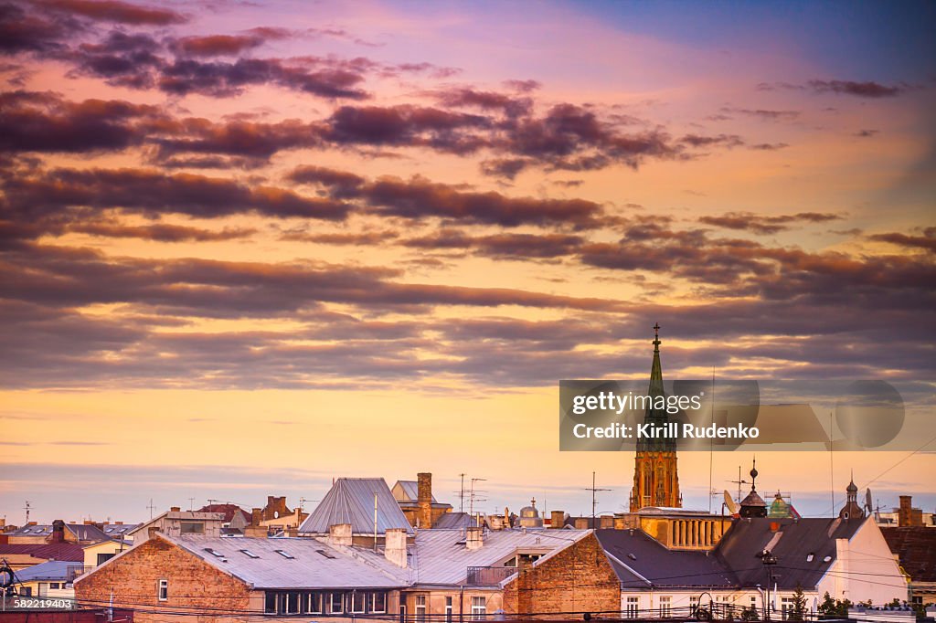 Rooftops and Church Tower, Riga, LAtvia