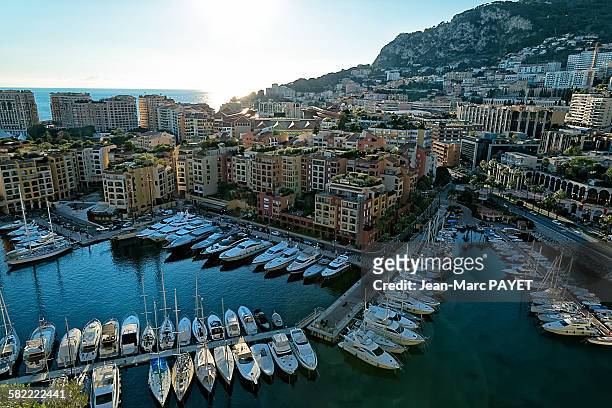 fontvielle, monaco harbour - jean marc payet stock pictures, royalty-free photos & images