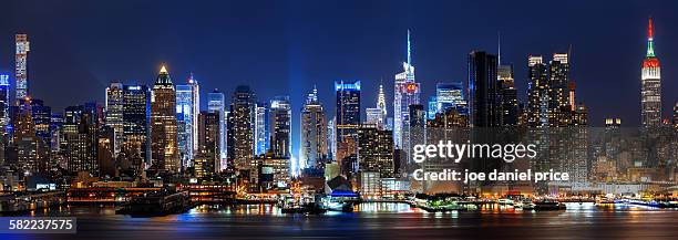 new york city, panorama skyline, new york, america - nyc skyline night fotografías e imágenes de stock