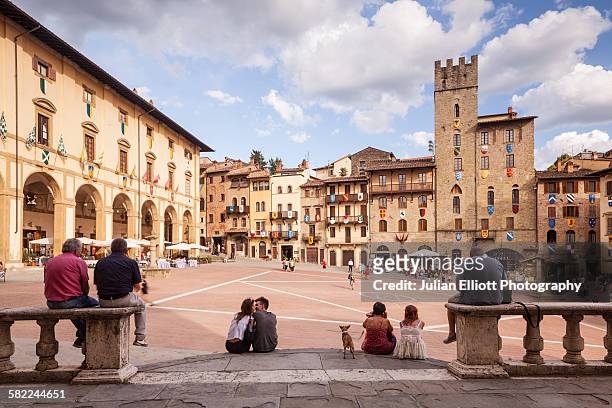 piazza grande in arezzo, italy. - arezzo stock pictures, royalty-free photos & images