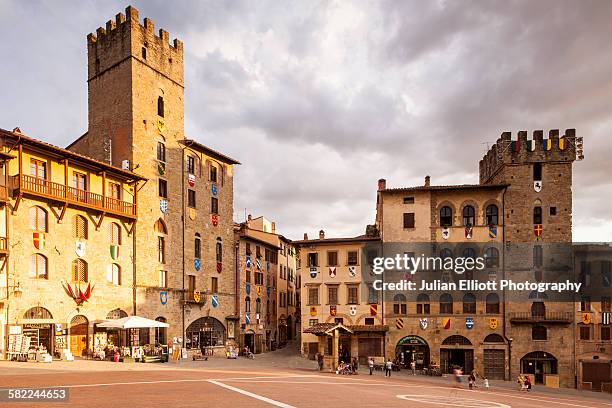piazza grande in arezzo, italy. - montepulciano stock pictures, royalty-free photos & images
