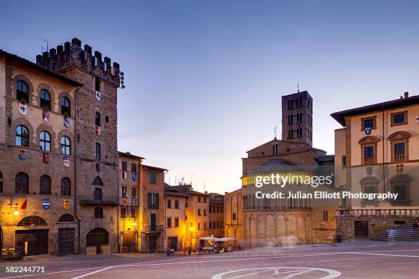 piazza grande and santa maria della pieve. - arezzo stock-fotos und bilder