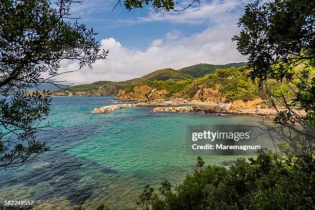 elba island, view of felciaio beach - island foto e immagini stock