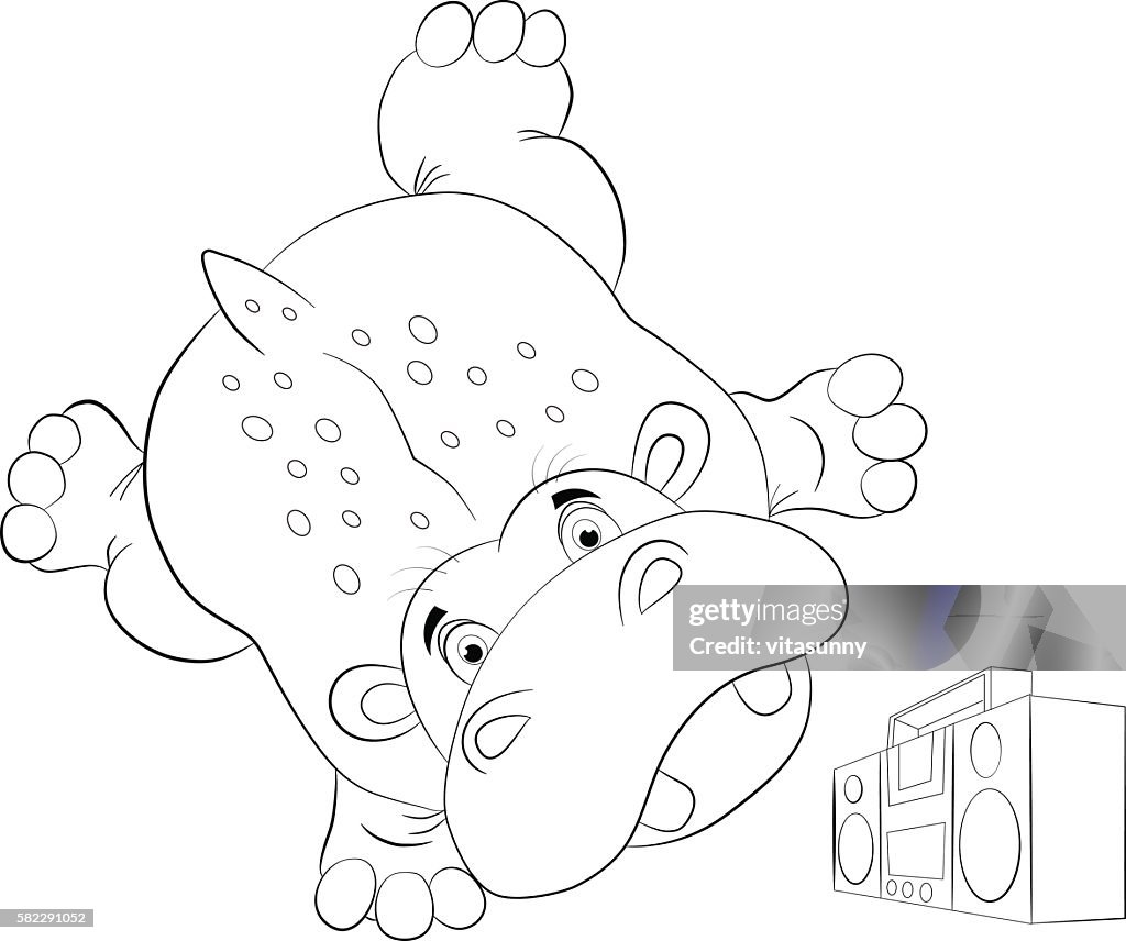 Funny Cartoon Hippo Dancing Breakdance And Does Handstand On Hand High-Res  Vector Graphic - Getty Images