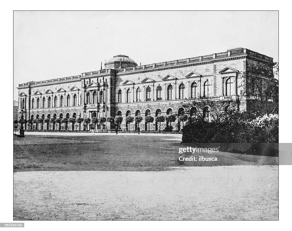 Antique photograph of the Semper Gallery (Dresden, Germany)-19th century