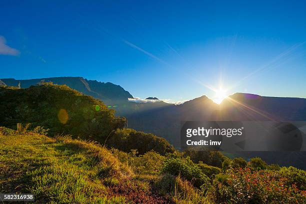 sunset in salazie, reunion island - la reunion stock pictures, royalty-free photos & images