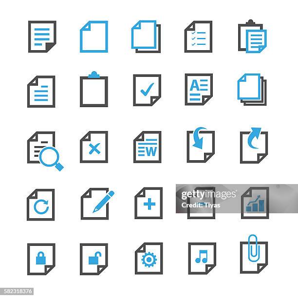document icons set - pdf document stock illustrations