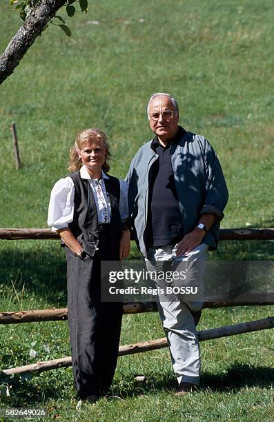 German Chancellor Helmut Kohl and his wife Hannelore on vacation in Salzburg.