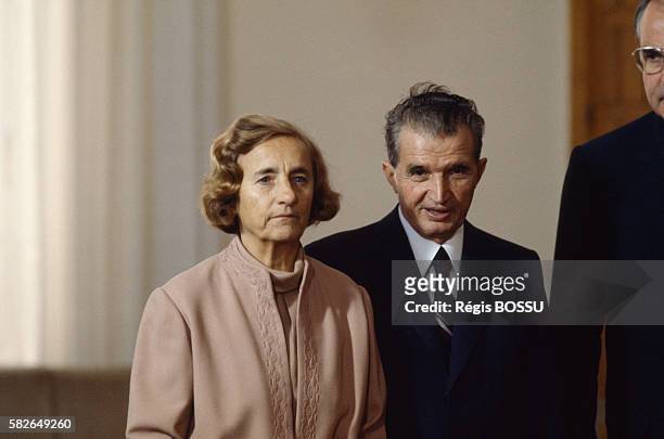 Romanian President Nicolae Ceausescu and his wife Elena during their official visit to FRG.