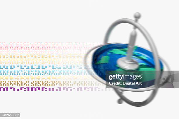 the world on a gyroscope - gyroscope stock pictures, royalty-free photos & images