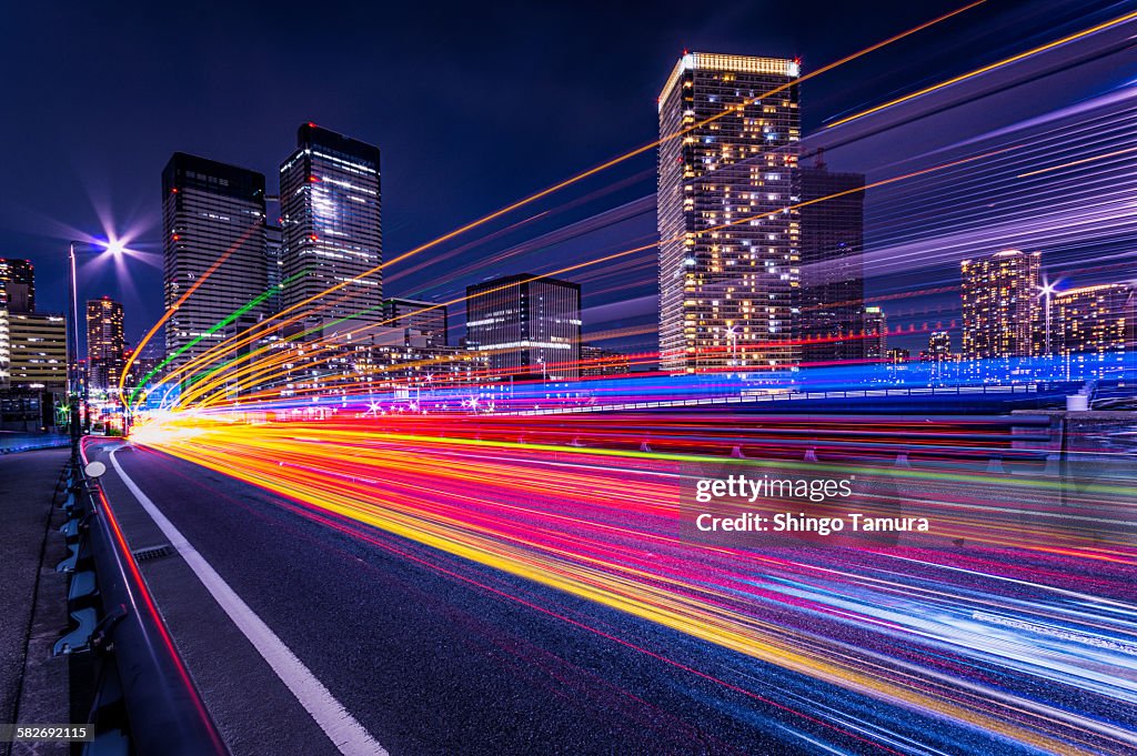 Light trails of Harumi Street