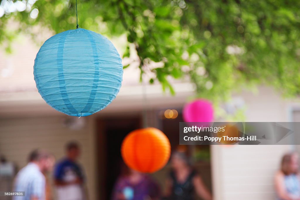 Backyard party paper lanterns