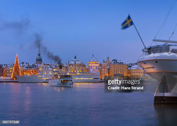 stockholm in winter evening light - stockholm cityscape stock pictures, royalty-free photos & images