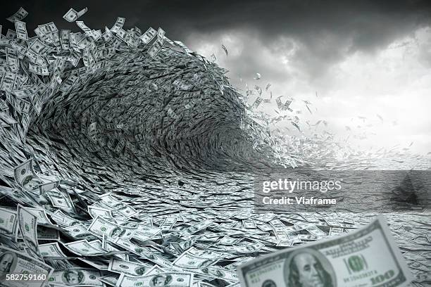 sea wave made of money - us currency stock pictures, royalty-free photos & images