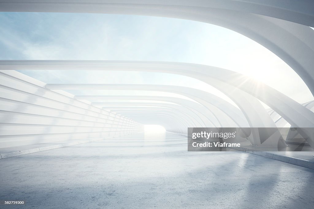 Bright, modern white tunnel