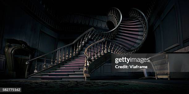 surreal bending stair - scary setting ストックフォトと画像