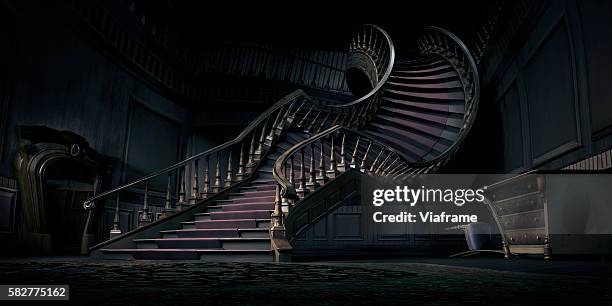 surreal bending stair - fairytale house stock pictures, royalty-free photos & images