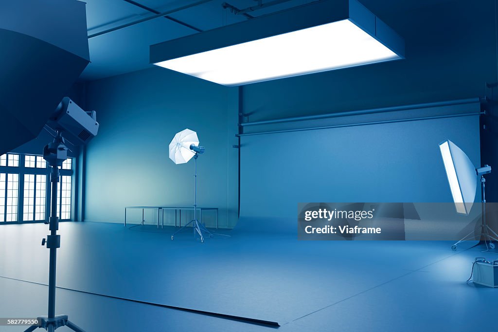 Blue photo studio