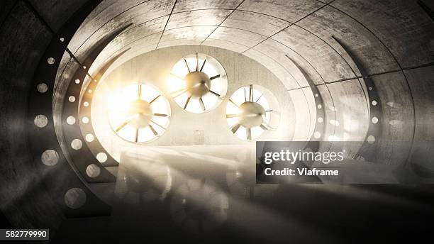 wind tunnel with backlight - turbine stockfoto's en -beelden